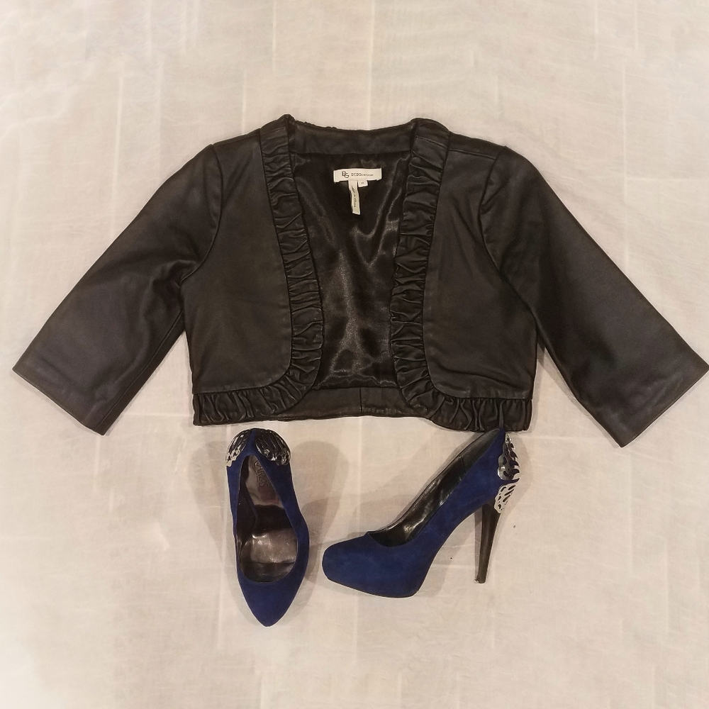 BCBGeneration Real Leather 3/4 Sleeve Jacket